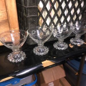 Vintage 1950s Anchor Hocking boo pie Ball laurel leaf glasses